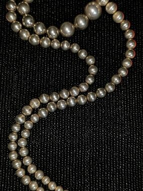 Long Sterling Silver Graduated Beaded Necklace 34"